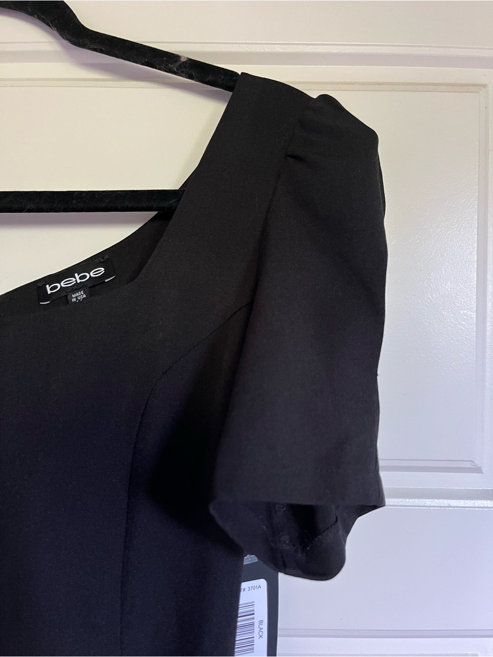 bebe Black Square-Neck Puff-Sleeve Mini Dress - Picture 3 of 8